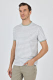 Kısa Kol Çizgili Desen Suprem Bisiklet Yaka Cepsiz Slim Fit Tişört 1011250106