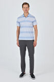 Kısa Kol Desenli Pike Polo Yaka Cepsiz Slim Fit Tişört 1011250128
