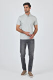 Gri Kısa Kol Düz Suprem Polo Yaka Cepsiz Pamuklu Casual Slim Fit Tişört 1011250160_601