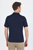 Koyu Lacivert Kısa Kol Düz Suprem Polo Yaka Cepsiz Esnek Casual Slim Fit Tişört 1011250161_200