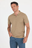 Koyu Vizon Kısa Kol Düz Suprem Polo Yaka Cepsiz Esnek Casual Slim Fit Tişört 1011250161_405