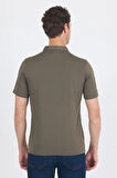 Koyu Haki Kısa Kol Düz Suprem Polo Yaka Cepsiz Esnek Casual Slim Fit Tişört 1011250161_720