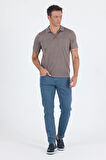 Koyu Kahverengi Kısa Kol Polo Yaka Cepli Classic Standart Beden Tişört 1011250172
