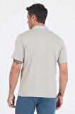 Açık Bej Kısa Kol Polo Yaka Cepli Classic Standart Beden Tişört 1011250173