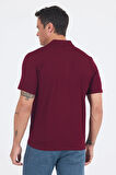 Bordo Kısa Kol Polo Yaka Cepli Classic Standart Beden Tişört 1011250173