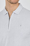 Gri Polo Yaka Kısa Kol Cepsiz Slim Fit Classic Tişört 1011250176