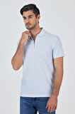 Koyu Mavi Polo Yaka Kısa Kol Cepsiz Slim Fit Classic Tişört 1011250176
