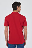 Açık Kırmızı Polo Yaka Kısa Kol Cepsiz Slim Fit Classic Pamuklu Tişört 1011250177