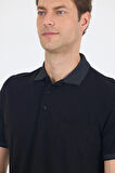 Siyah Polo Yaka Kısa Kol Cepli Comfort Fit :%100 Pamuk Tişört 1011250181