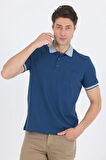 İndigo Mavi Polo Yaka Kısa Kol Cepli Comfort Fit :%100 Pamuk Tişört 1011250181