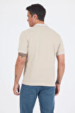 Bej Polo Yaka Kısa Kol Cepli Comfort Fit :%100 Pamuk Tişört 1011250181