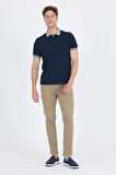 Koyu Lacivert Polo Yaka Kısa Kol Cepsiz Slim Fit :%100 Pamuk Tişört 1011250182