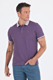 Mor Polo Yaka Kısa Kol Cepsiz Slim Fit :%100 Pamuk Tişört 1011250182