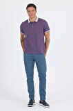 Mor Polo Yaka Kısa Kol Cepsiz Slim Fit :%100 Pamuk Tişört 1011250182