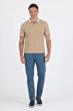 Koyu Bej Polo Yaka Kısa Kol Cepsiz Slim Fit :%100 Pamuk Tişört 1011250182