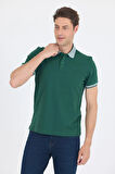 Koyu Yeşil Polo Yaka Kısa Kol Cepsiz Slim Fit :%100 Pamuk Tişört 1011250182