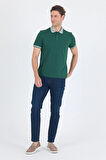 Koyu Yeşil Polo Yaka Kısa Kol Cepsiz Slim Fit :%100 Pamuk Tişört 1011250182
