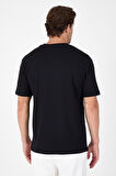 Siyah Bisiklet Yaka Kısa Kol Slim Fit Pamuklu Tişört 1011250191