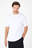 Beyaz Bisiklet Yaka Kısa Kol Slim Fit Pamuklu Tişört 1011250191