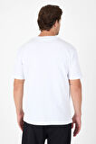Beyaz Bisiklet Yaka Kısa Kol Slim Fit Pamuklu Tişört 1011250191