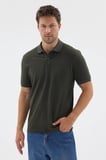 Haki Polo Yaka Pike Kısa Kol Slim Fit %100 Pamuk Tişört 1011260171