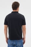 Siyah Polo Yaka Örme Kısa Kol Standart Fit Esnek Tişört 1011260176