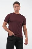 Bordo Bisiklet Yaka Kısa Kol Örme Standart Fit Esnek Tişört 1011260251