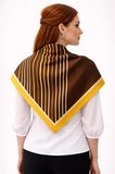 Tarzını Seç Kahverengi V Çizgi Fular / Bandana / Aksesuar / Eşarp 90x90 cm