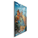 Sanatsal Cam Tablo - Naif Sanat - Dikey Motif 13-006
