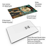 Sanatsal Cam Tablo - Naif Sanat - Dikey Motif 13-019