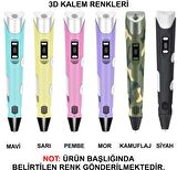 SARI Renk 3D Pen Kalem Yazıcı ve 20 metre PLA Filament (10 renk x 2 metre)