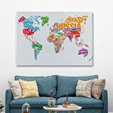 Harita Sepeti Renkli Ülke İsimli Dünya Haritası Kanvas Tablo 1011