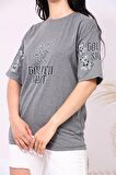 Baskılı Antrasit T_shirt
