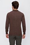 Uzun Kol Örme Polo Yaka Comfort Fit Rahat Kesim Klasik Triko 1012225007 Kahverengi