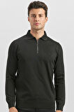 Uzun Kollu Örme Polo Yaka Slim Fit Dar Kesim Triko 1012245150