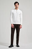 Açık Krem Polo Yaka Düz Casual Pamuklu Slim Fit Triko 1012245250