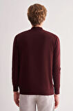 Bordo Yarım Balıkçı Yaka Cepsiz Comfort Fit Classic Pamuklu Triko Kazak 1012255001