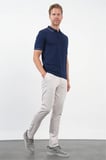 Lacivert Polo Yaka Kısa Kol Örme Comfort Fit %100 Pamuk Kazak 1012260151