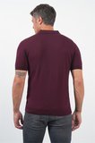 Bordo Polo Yaka Kısa Kol Örme Comfort Fit %100 Pamuk Kazak 1012260151