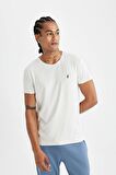 DeFactoFit Beyaz Slim Fit Dar Kesim Bisiklet Yaka Sporcu Kısa Kollu Tişört C9183AX24AUGR493