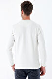 Uzun Kollu  Örme Bisiklet Yaka   Likralı Casual Comfort Fit Sweatshirt 1013235103 Ekru