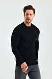 Siyah Bisiklet Yaka Sweatshirt 1013245152