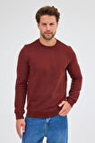 Kiremit Uzun Kol Bisiklet Yaka Düz Pamuklu Comfort Fit Sweatshirt 1013255150