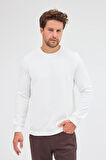 Krem Uzun Kol Bisiklet Yaka Düz Pamuklu Comfort Fit Sweatshirt 1013255150