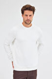 Krem Uzun Kol Bisiklet Yaka Düz Pamuklu Comfort Fit Sweatshirt 1013255150