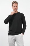 Siyah Bisiklet Yaka Uzun Kol Örme Standart Fit Esnek Sweatshirt 1013260150