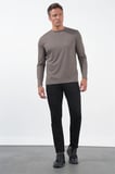 Haki Bisiklet Yaka Uzun Kol Örme Standart Fit Esnek Sweatshirt 1013260150