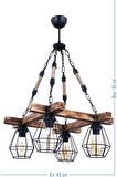 TETRA WOODEN 4 LÜ LÜX HALATLI AVİZE (SİYAH)