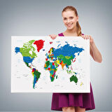 Harita Sepeti Renkli Dünya Haritası Kanvas Tablo 1014