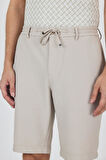 Bej Düz Esnek Gabardin Casual Şort 1016250150